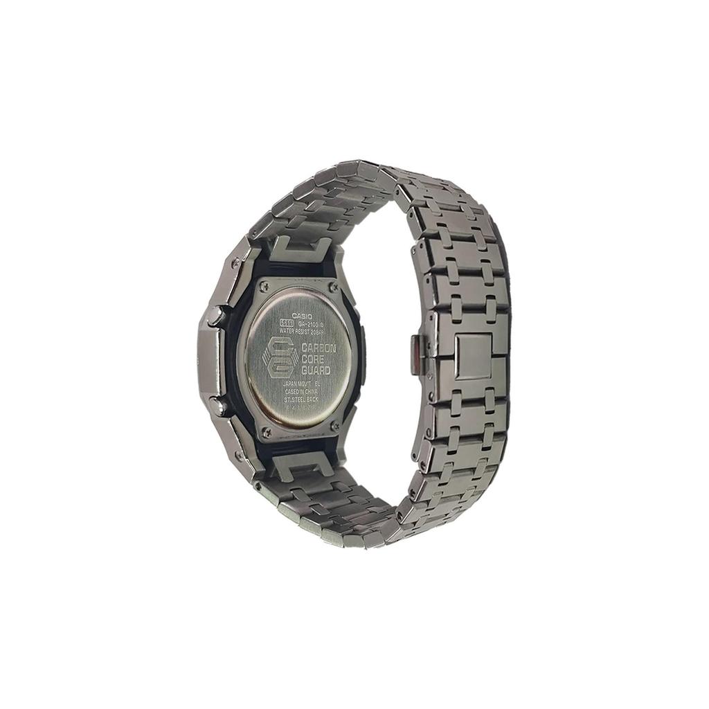 Casio Custom Collection Quartz Movement Stainless Steel Strap Watch Men's Watches White Dial GA-2100-7A7(Watch3--)