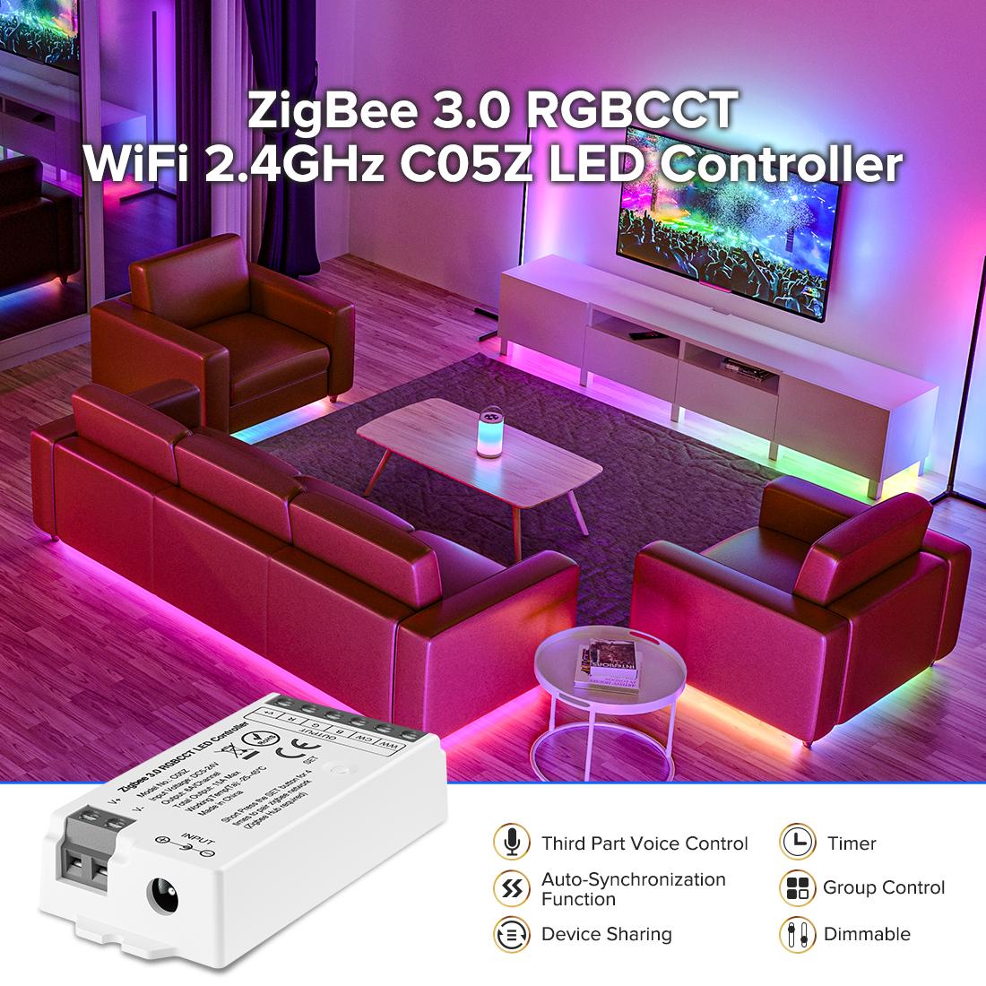 

Zigbee 3.0 WiFi LED Controller DIM CCT RGB RGBW RGBCCT LED Strip Bridge Tuya Dual Mode Gateway Smart Things DC5V-24V