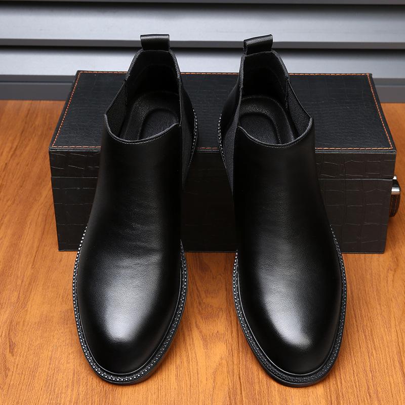 Chelsea boots men's 2025 winter warm cotton boots versatile British style leather casual Martin boots velvet short boots