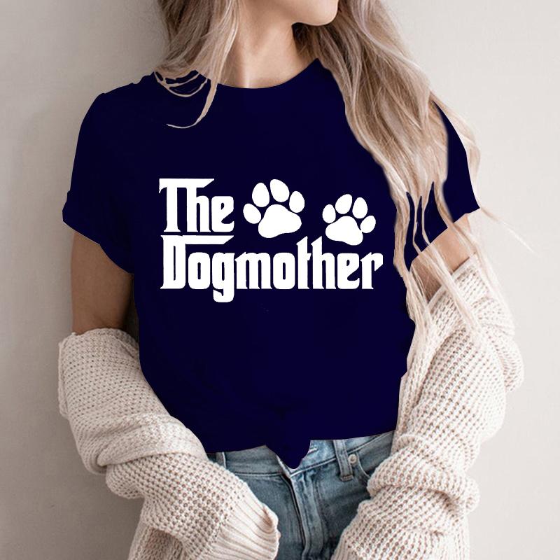 Women Vintage Puppy Paw Graphics Fun Letter Print T Shirts Crewneck Short Sleeve Dog Mama Life Streetwear Fashion Ladies Tshirts
