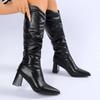 Fashion No Knee 2025 New Thigh Boots Women's Small Block Heel Pleated Knight Boots High Heel