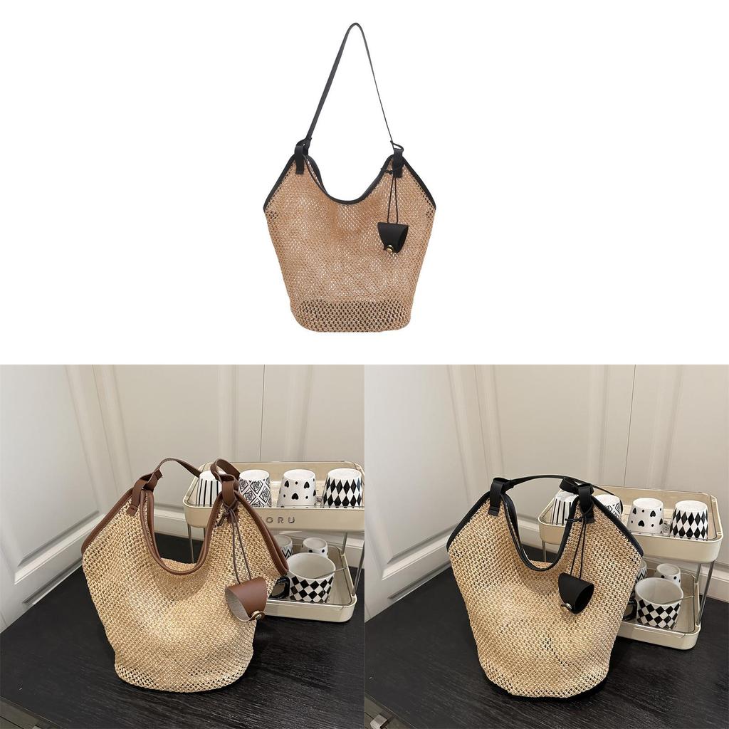 Pvc Woven Tote Bag For Summer Beach Vacation With Large Capacity And Magnetic Closure