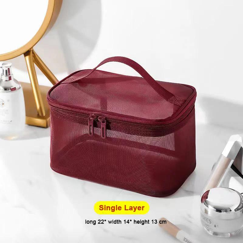 Mesh Wash Strandtasche Männer Frauen tragbare Hand Reise Lagerung Kosmetiktasche schwarz Fitness Bad Tasche Bad Organizer