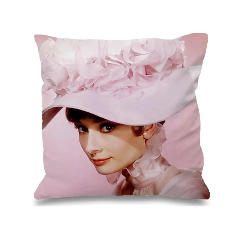 Audrey Hepburn Kissen Stuhlkissen Heim und Dekoration Doppelbettwäsche Kissenbezug Dekor 40x40 Kissenbezüge Dekorative Hülle