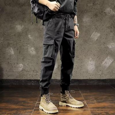 Herren Cargohose Elastischer Bund Verstellbarer Kordelzug Lässige Overalls mit mehreren Taschen Einfarbig Regular Fit Hose