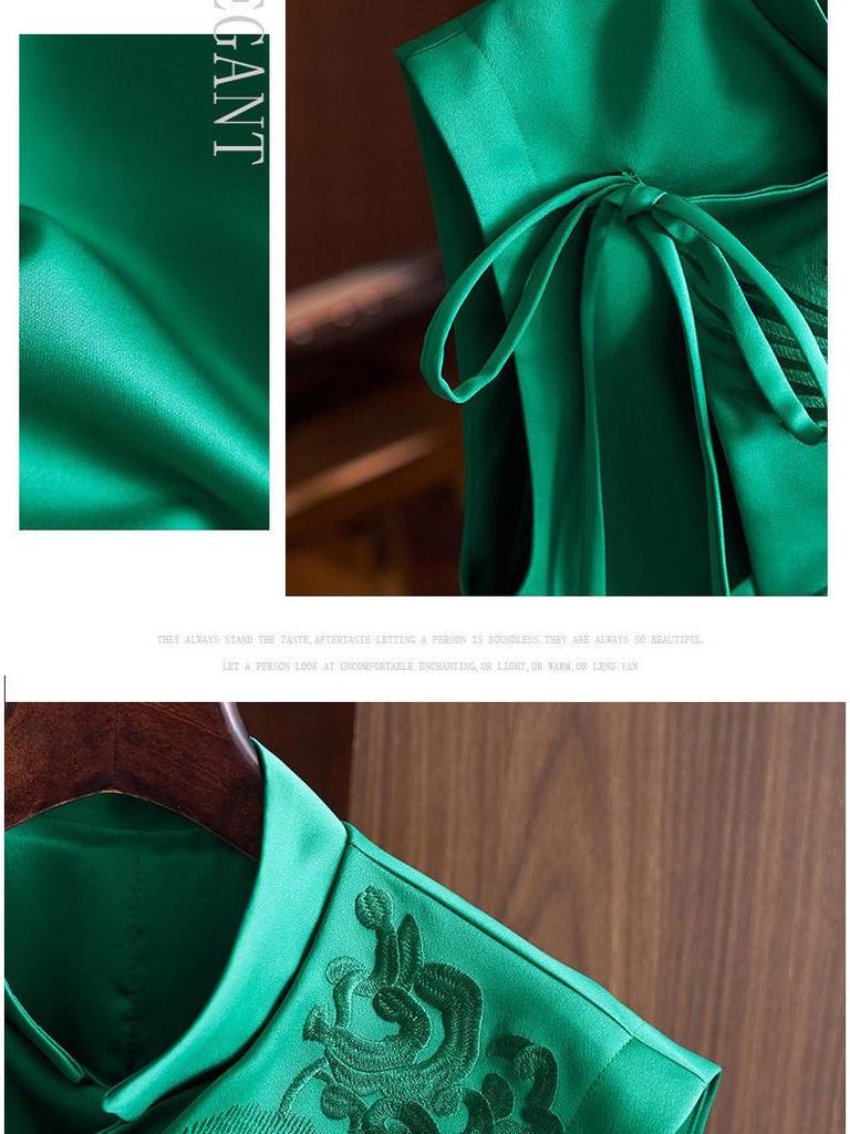 Dámská retro vesta kabát v čínském stylu s výšivkou bílého čápa