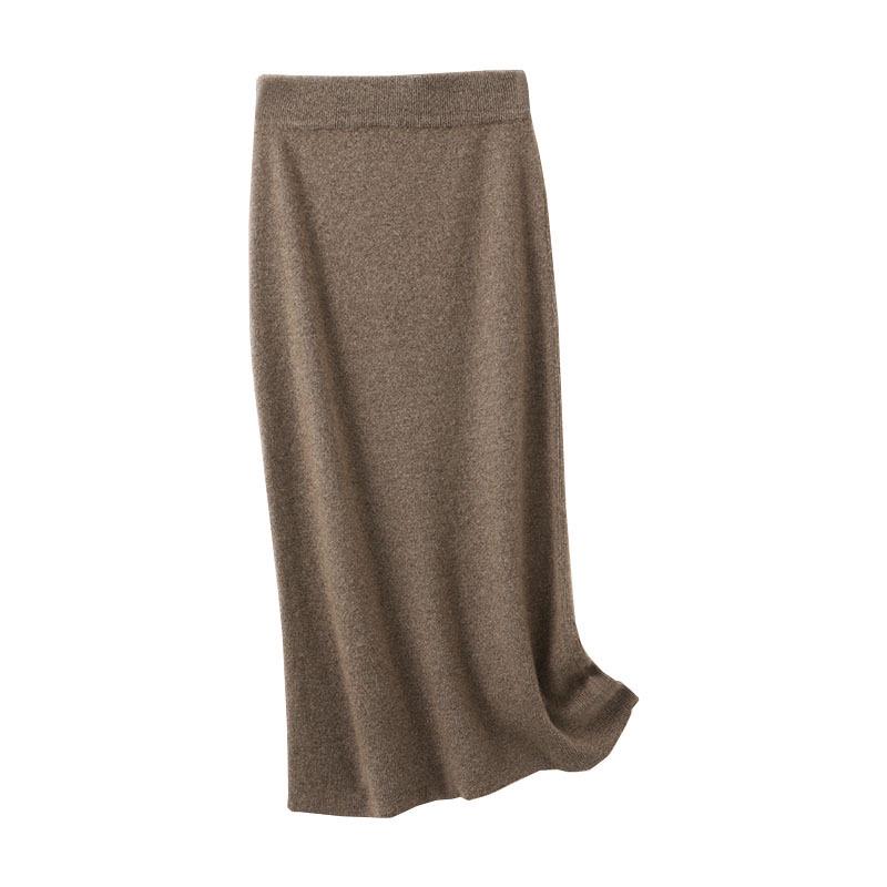 Women's Wool Knit Slimming Classic Hip-Hugging Skirt - Solid Color