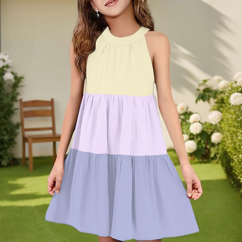Children's Summer Casual Fashion Round Neck Sleeveless  Dress