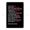 DORA Tin Sign Fear Is The Mind Killer Dune Litany Poster Metal Plaque Funny Wall Decor Cave Pub The Mind Killer Dune Litany Tin Sign Poster