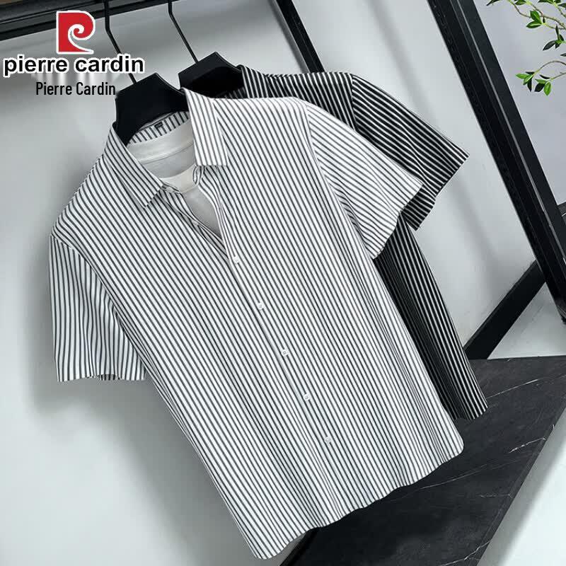 Pierre Cardin Men's Striped Short-Sleeve Wrinkle-Free Shirt