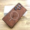 Luxury Faux Leather Retra Case For Samsung Galaxy S26 S25 S24 S23 S22 Ultra Plus S25Ultra Magsafe Mag Safe Wireless Charge Cover