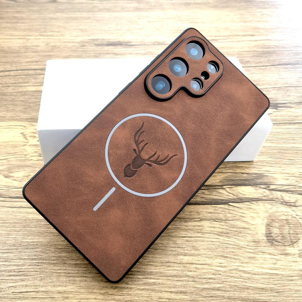 Luxury Faux Leather Retra Case For Samsung Galaxy S26 S25 S24 S23 S22 Ultra Plus S25Ultra Magsafe Mag Safe Wireless Charge Cover