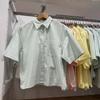 1116 Spring and Summer Women's Oxford Spinning Box Short Sleeve Shirt Single-breasted Shirt Casual Loose Top 181819