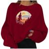 Ladies Casual  Print Round Neck Long Sleeve Loose Oversized Sweatshirt