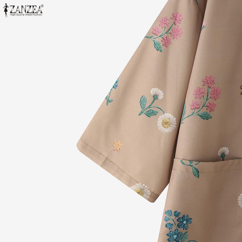 ZANZEA Women Floral Print Casual Long Sleeve Cardigan Blouse
