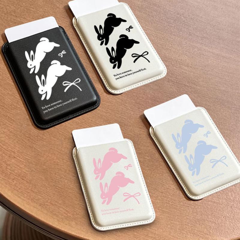 Sød tegneseriekanin Magnetisk Pung Etui Kort Holder Til Magsafe Iphone 16 15 14 13 Pro Max Telefon Pung Kort Slots Lomme Cover