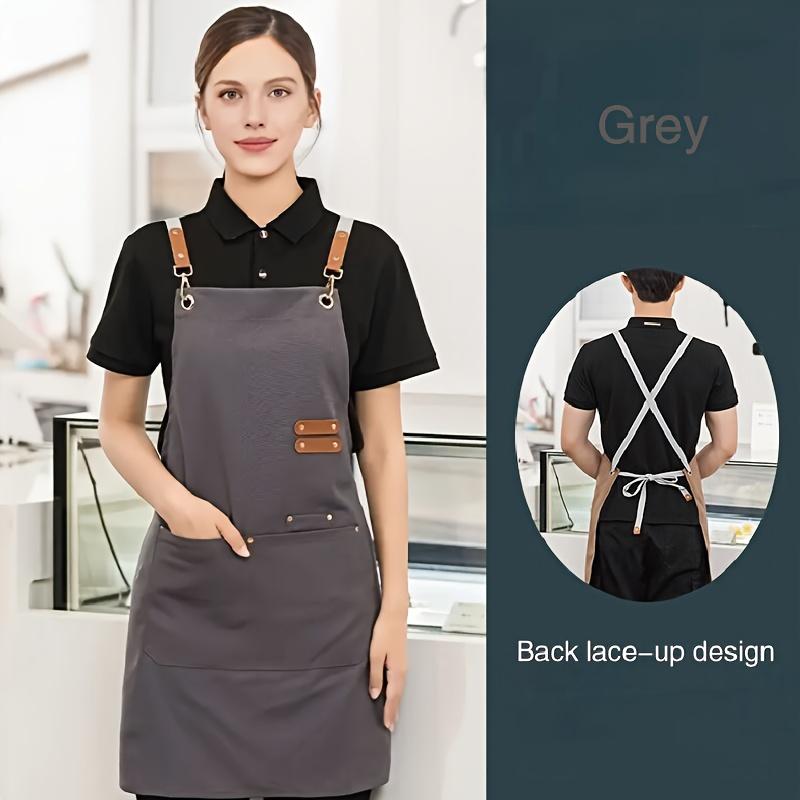 

Многофункциональный холщовый фартук для ресторана высокого класса с несколькими карманами, идеально подходящий для кафе, ресторанов и модной поясной рабочей одежды линкор серый