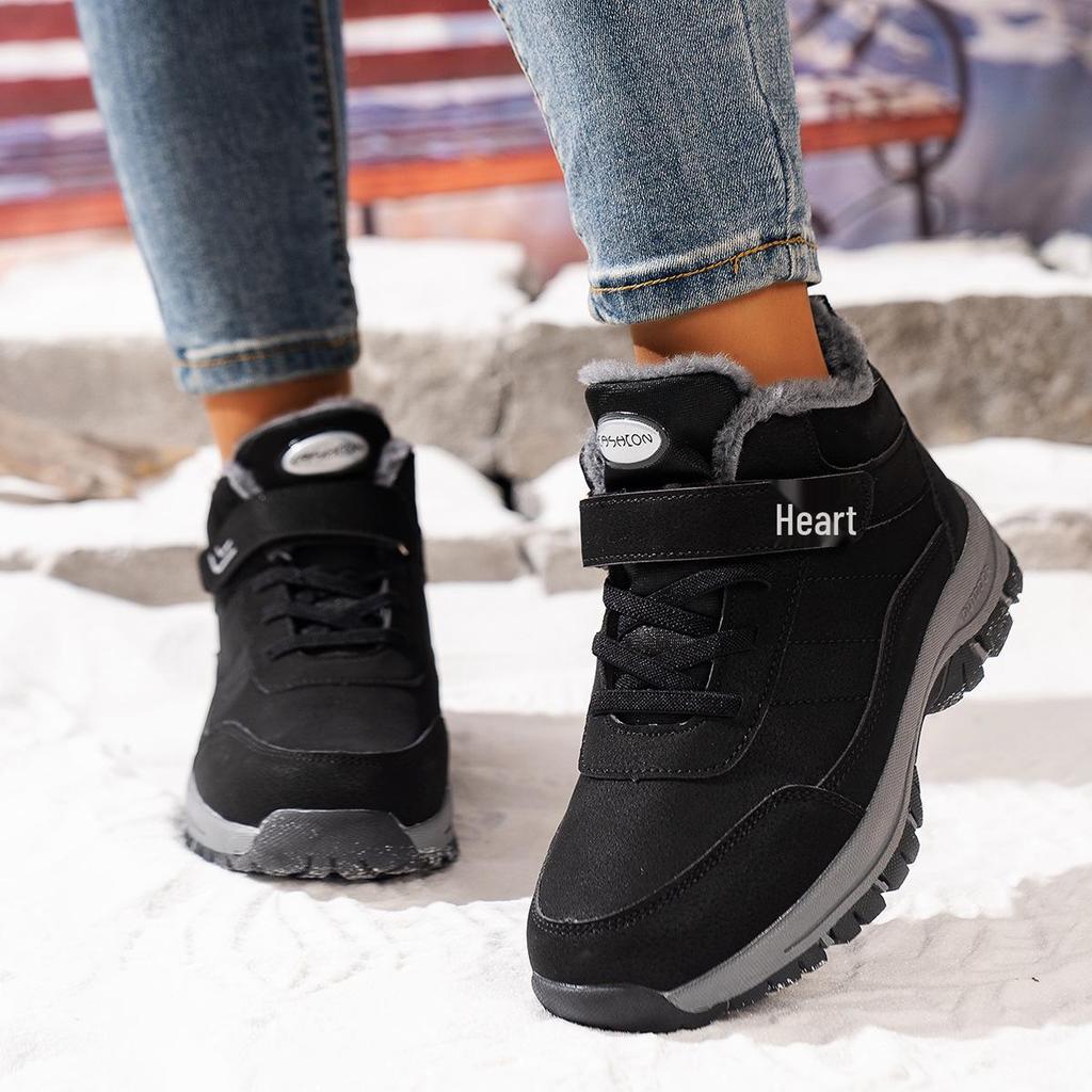 Women's Waterproof Plush Snow Boots - Non-Slip, Wide Fit with Velcro