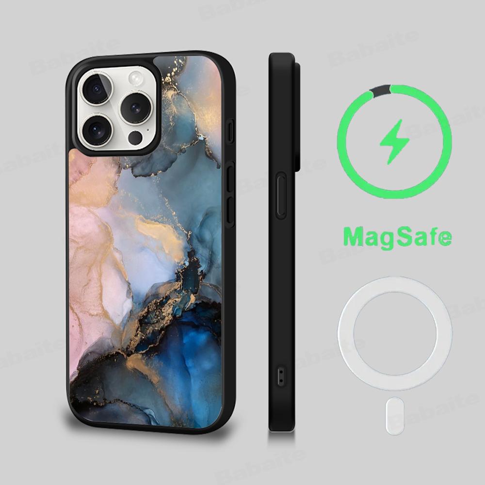 Marble Art Phone Case Magnetic Case For IPhone 16 14 13 12 11 15 Pro Max Plus For Magsafe Wireless Charge Cover