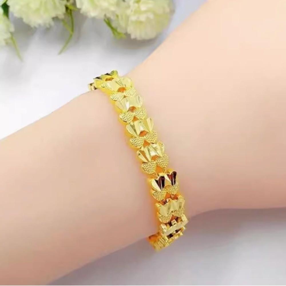 Love Heart Hollow Bracelet Zinc Zinc Alloy Chinese Style Bangles Delicate Golden Bracelet  Daily