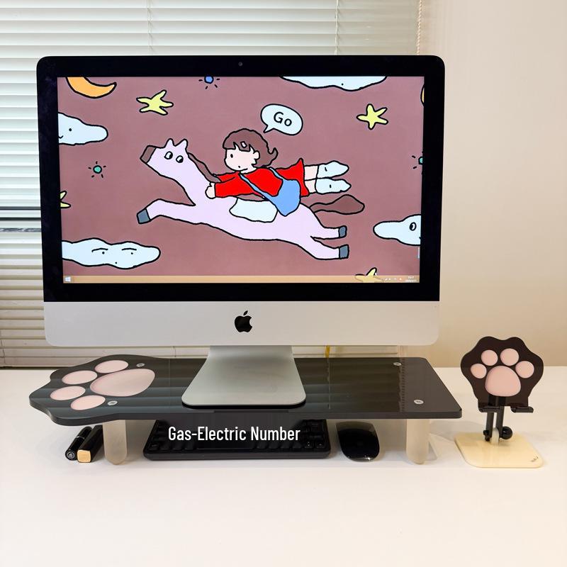 Luminous Cat Paw Acrylic Monitor Riser & Storage Shelf