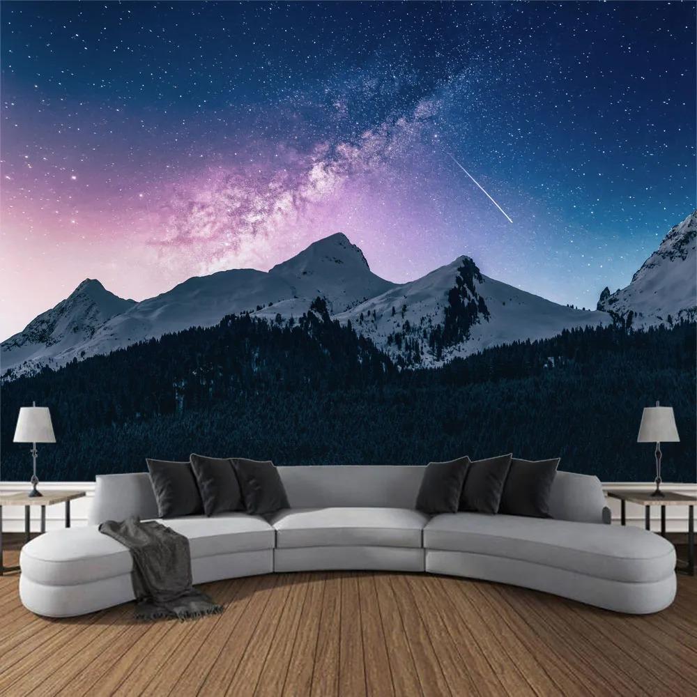 Home Decor Galaxy Starry Sky Wall Hanging Tapestry Space Fantasy Night Sky Forest Landscape Printed Thin Cloth Blanket