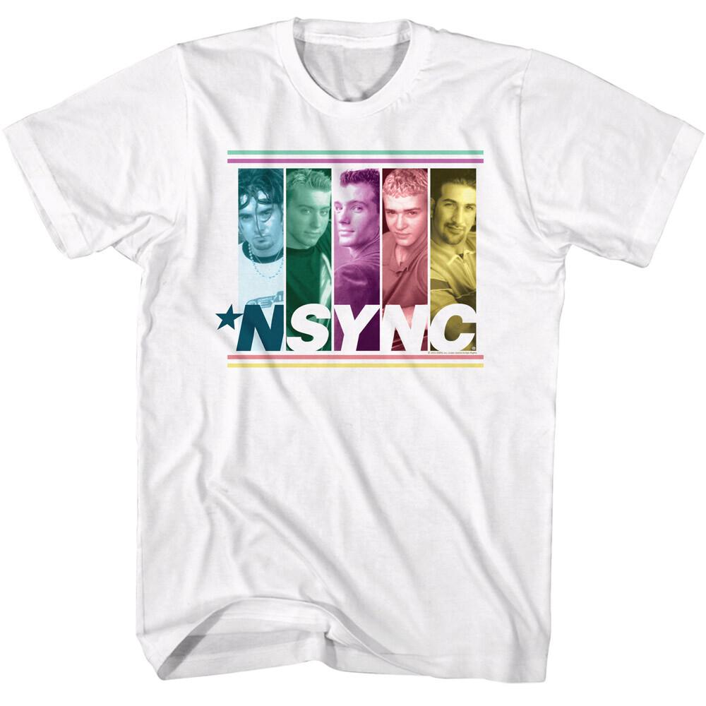 NSYNC Band Rainbow Colored Photo Men T Shirt Boy Band Pop Music Merch XL