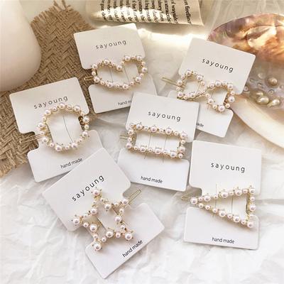 Elegant Temperament Pearl Hairpin Retro Bow Edge Clip Hair Accessories