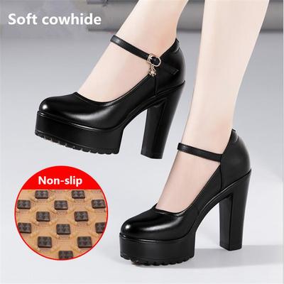Damen-Hochschuhe aus Rindsleder mit Absatz Plateau Mary Jane Schuhe Damen Pumps Büroarbeitsschuh Damen Hochzeitsschuhe 32-43