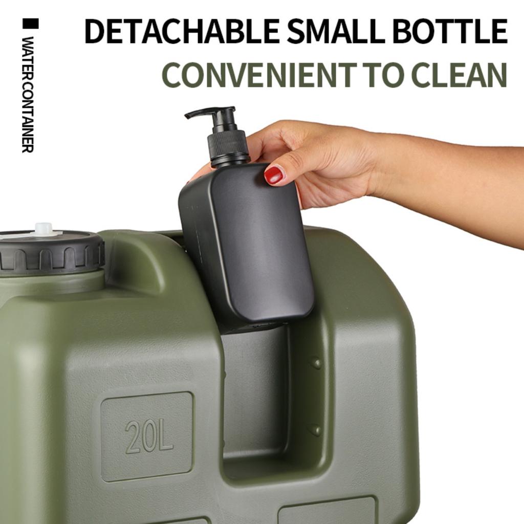 20L Camping Water Container Large Capacity Emergency Water Jug with Spigot & Hand Sanitizer Jar Plastic Water Storage Bucket