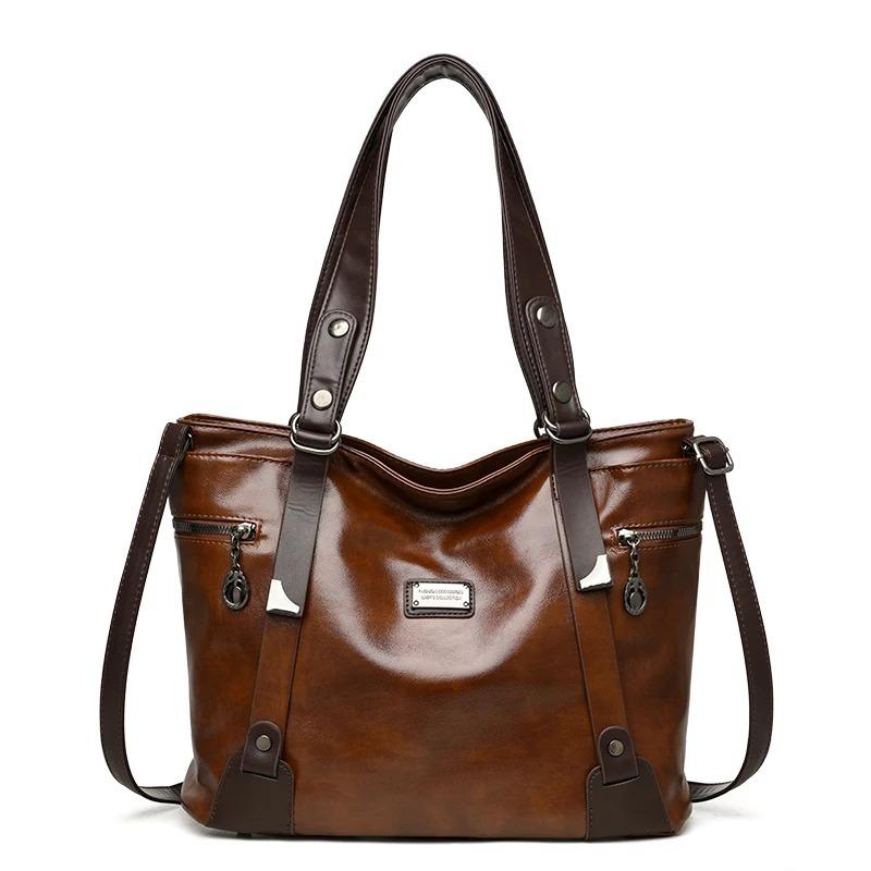 

Large Capacity Women s Handbag with Soft PU Leather Material Fashionable Shoulder Bag Solid Color Crossbody Bag Suitable for Travel and Shopping 35cm×17cm×26cm коричневий