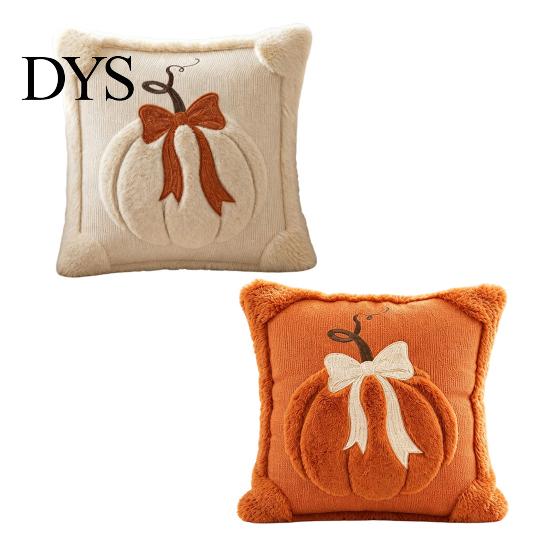 Retro Farmhouse Cushion Covers Pumpkin Cover, Plush Embroidered Bow Throw Pillow 18 Decorative Cover for Thanksgiving x Inch Soft Autumn Case