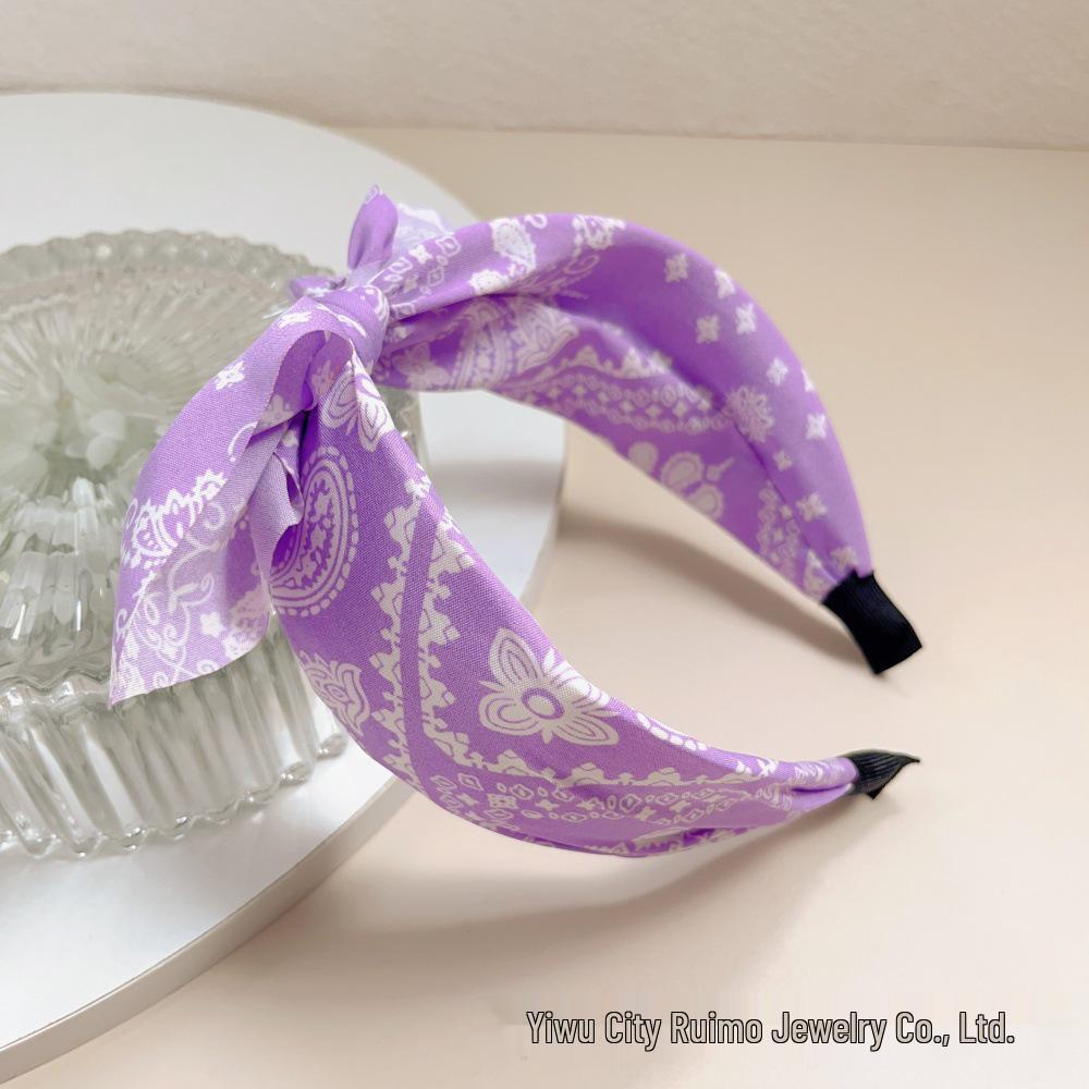 Retro Cashewblüten-Schleife Breites Stirnband - Koreanischer Stil Gedrehter Stoff-Haarclip für Damen
