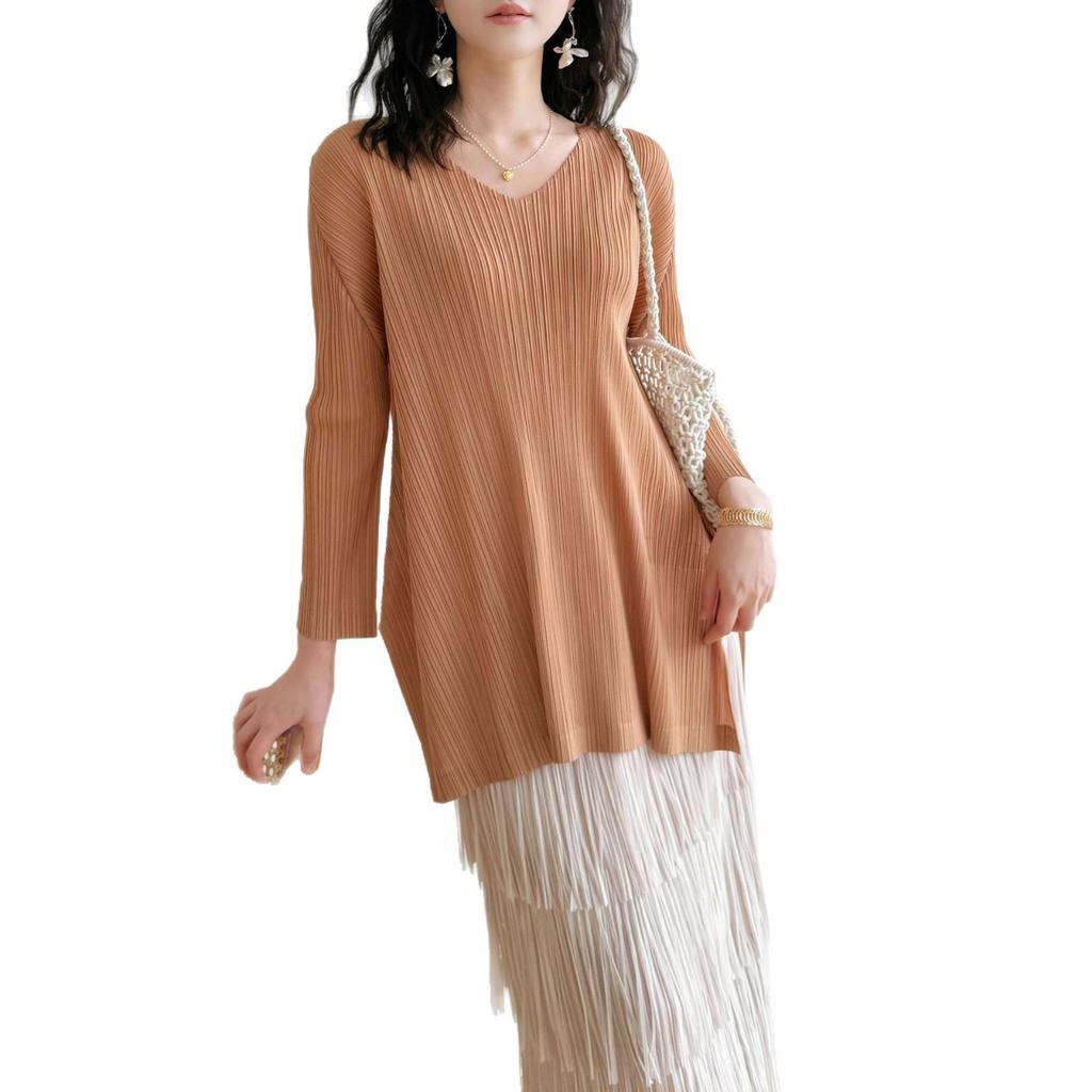 2026 Spring Miyake Pleated High-End Casual Mid-Length Top