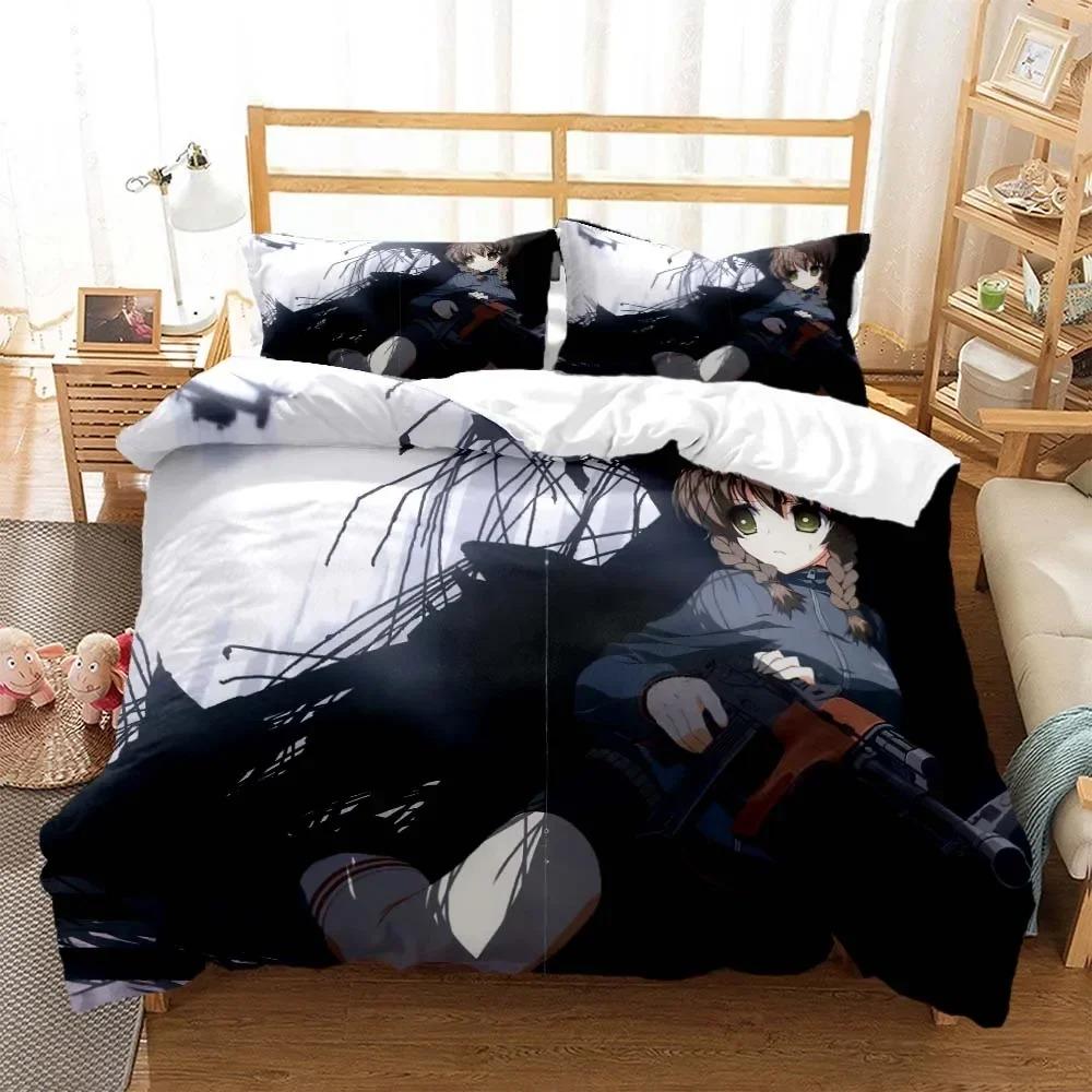 Comforter Steins Gate Digital Printed Polyester Bedding Set For Boys And Girls Three Piece Comfortable Soft Couple Gift Bedding Set