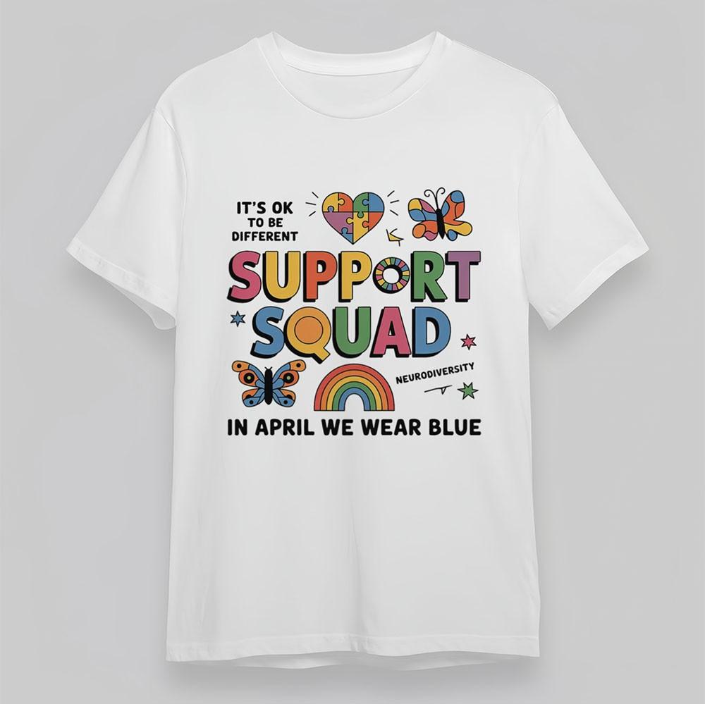 

Women s Oversize T-Shirt Neurodiversity Support Squad Tee Short Cotton Tee White M