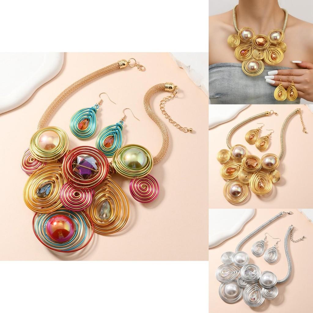 Artistic Jewelry Collection With Plant Floral Motifs And Water Wave Chains For Unisex Wear