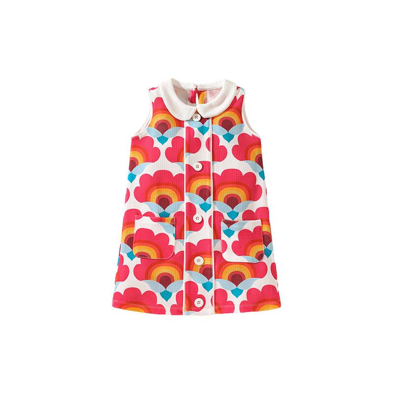 2024 Summer New Children's Clothing Sleeveless Lapel Girls' Dress