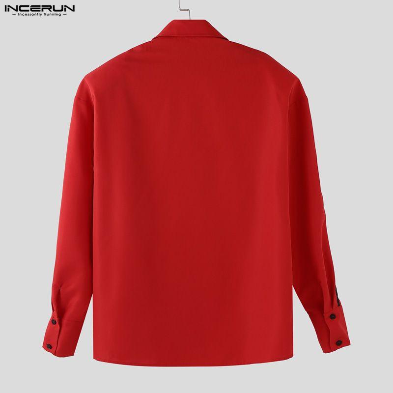 INCERUN Oversized Men Lapel Neck Long Sleee Plaid Print Buttons Down Shirts