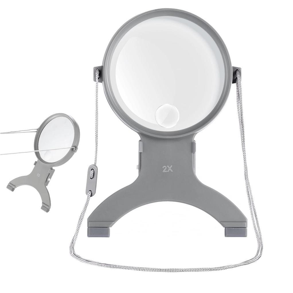 Akeyda Magnifying Glass for True 2x and 4x Magnification with LED Handheld and Neck Large Suitable for Gift Crafts, Light, Strap, Lens, Seniors,