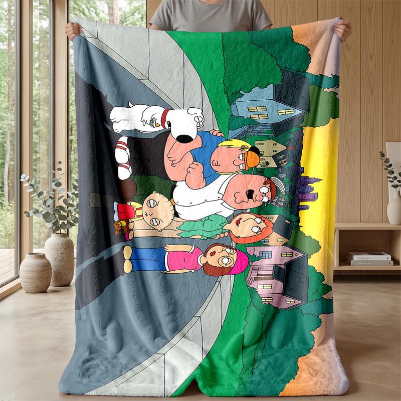 Family Guy Theme Blanket Soft Flannel Blanket Plush Throw Blanket Cozy Sofa Bed Blanket for Home Decor