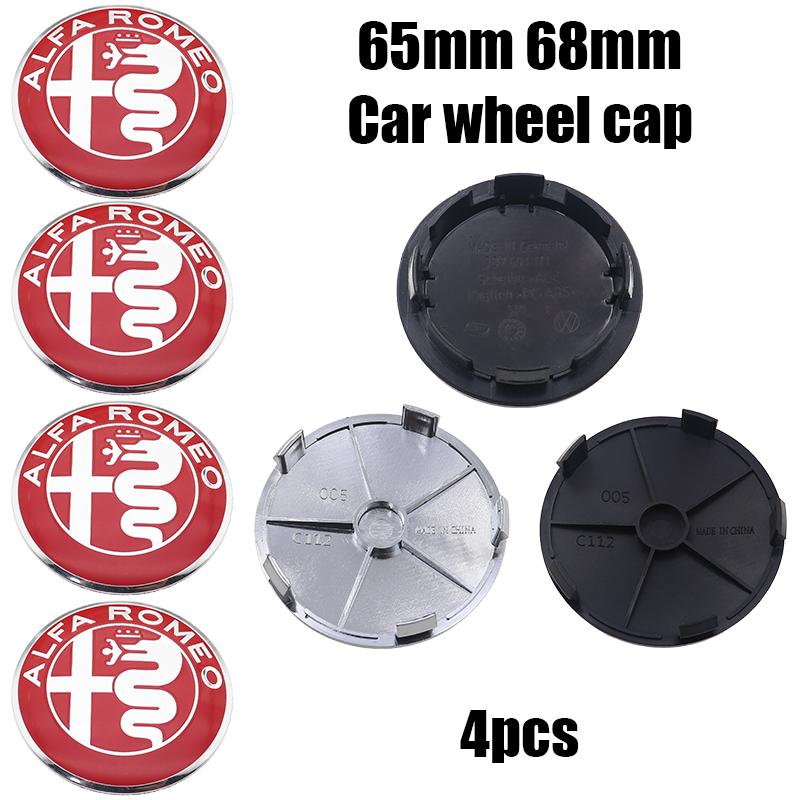 Car Stickers For Alfa Romeo 4pcs 65mm 68mm alfa romeo 3D Car wheel emblem Wheel Center Hub auto Rim refit dust-proof badge cover