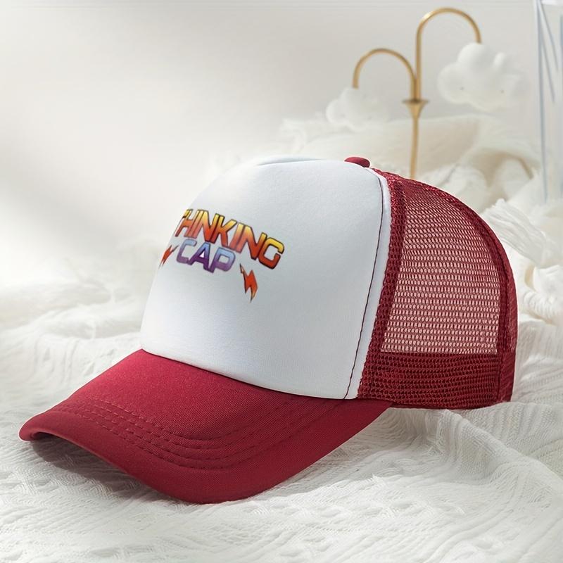 Thinking Cap Graphic Trucker Hat Retro Colorful Print Mesh Breathable Unisex Adult Outdoor Baseball Cap