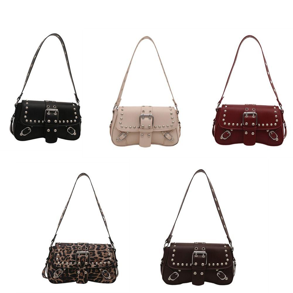 American Style Y2K Armpit Bag Sweet Cool Underarm Bag Casual Rivet Shoulder Bag  Spicy Girls