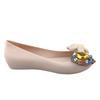 Summer Rhinestone Bow Flat Bottom Shallow Mouth Fashionable And Comfortable Casual Jelly Single Shoes Women'S Shoes