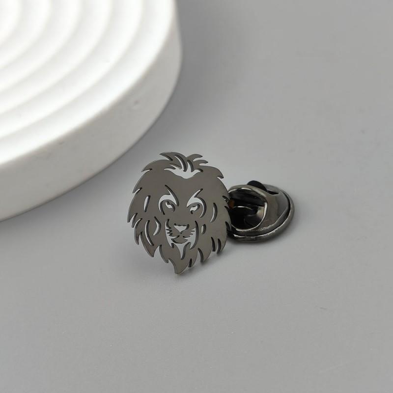 

Classic Lion Stainless Steel Brooch Men s Versatile Coat Shirt Cufflinks Suit Pin Collar Needle Accessories 18K