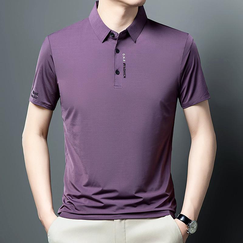 Ice Silk Short Sleeve Polo Shirt Business Men'S Casual Lapel Non-Ironing Thin Half Sleeve T-Shirt Men'S Clothing