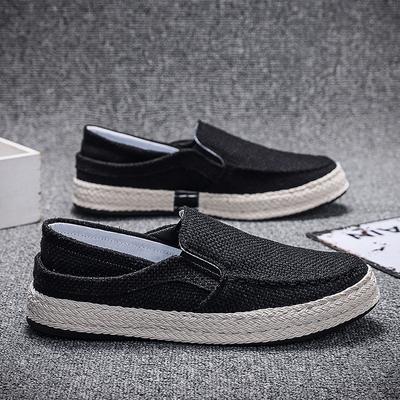 Herrenschuhe Sommer atmungsaktive Leinenstoffschuhe Herrenstoffschuhe vielseitige Slipper Herren Fischerchuhe
