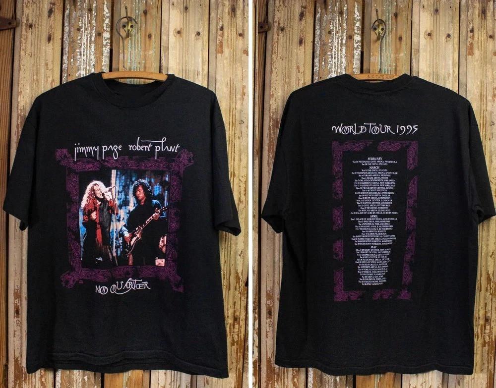 Jimmy Page & Robert Plant No Quarter Concert T Shirt 1995 Black TOP Reprint M