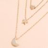Simple stacked alloy accessories women, fashionable multi-layer star moon love pendant necklace